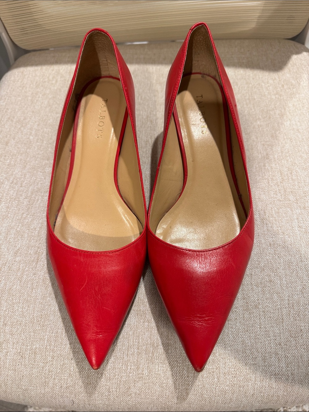 Talbots Red Pointed-Toe Leather Pumps!!